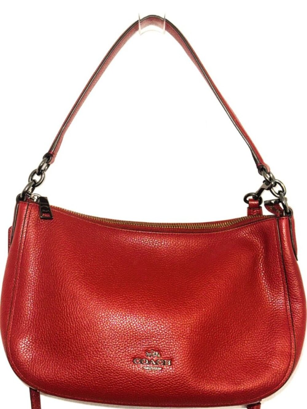 COACH Chelsea Red Two Way Crossbody and handle bag Pebbled Leather